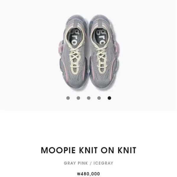 [BUNJANG] Grounds Muephi Knit On Knit Shoes Grey Pink/Ice Grey / 그라운즈 무피 니트 온 니트 그레이 핑크/아이스그레이