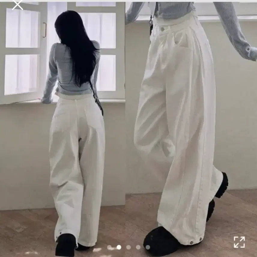 [BUNJANG] Wide Denim Pants - White / 와이드 데님 팬츠 화이트