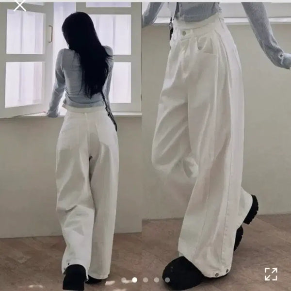 [BUNJANG] Wide Denim Pants - White / 와이드 데님 팬츠 화이트