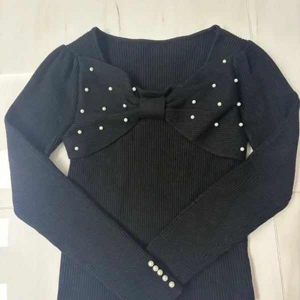 [BUNJANG] GRL Ribbon Pearl Knit / 그레일 GRL grl리본 진주 니트 양산형 지뢰계 스나계 니트 일브 니트