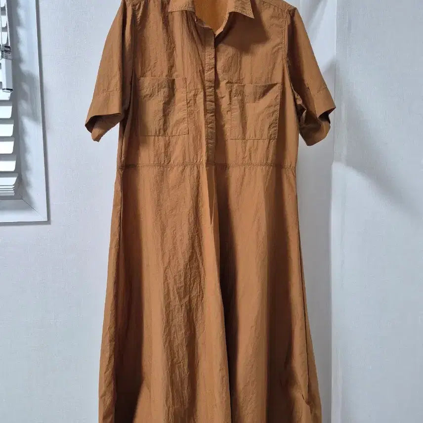[BUNJANG] Camel Long Sleeve Shirt Dress / 카멜색 셔츠 원피스