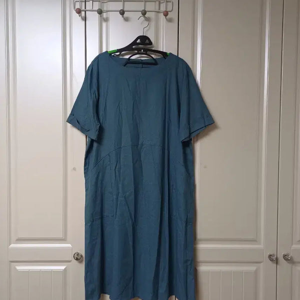 [BUNJANG] MAX STUDIO Linen Blend Dress Blue / MAX STUDIO 맥스스튜디오 린넨혼방원피스 95