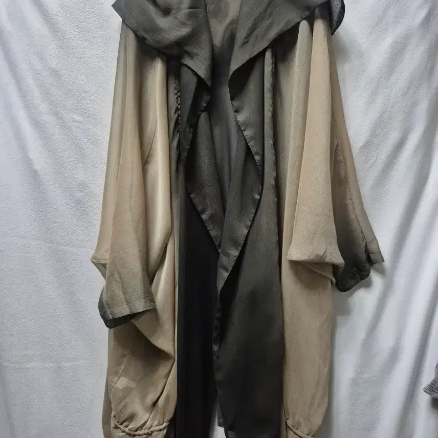 [BUNJANG] Sheer Chiffon Long Cardigan (Brown/Gray) / 새상품$ 시스루 쉬폰 롱 가디건 브라운/그레이