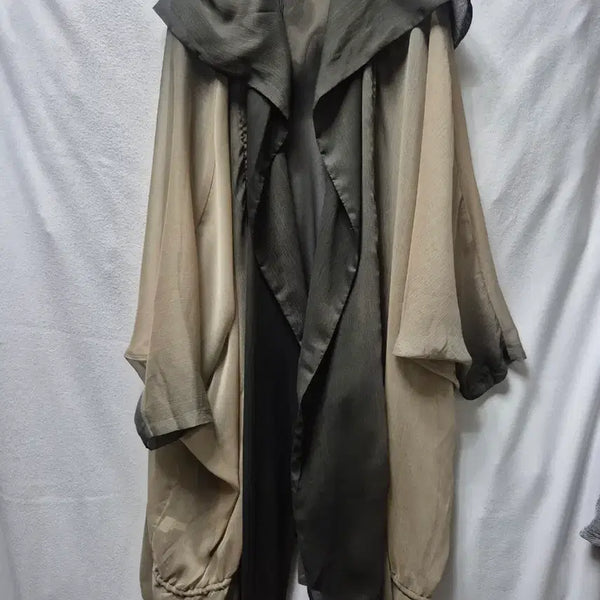 [BUNJANG] Sheer Chiffon Long Cardigan (Brown/Gray) / 새상품$ 시스루 쉬폰 롱 가디건 브라운/그레이