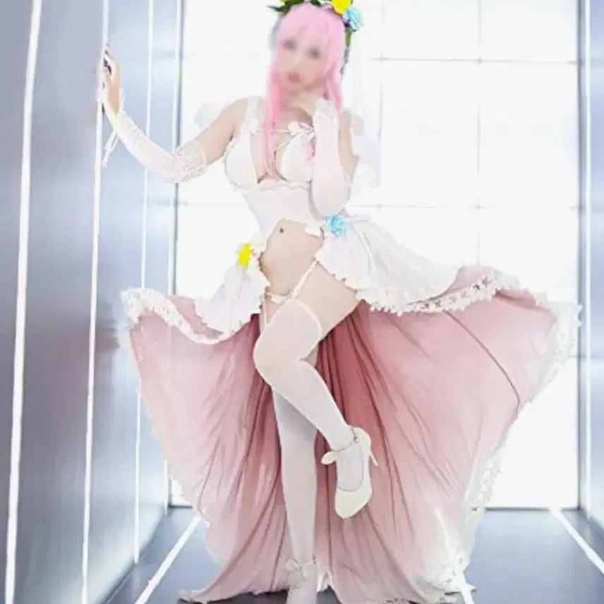 [BUNJANG] Super Sonico Wedding Cosplay Costume Set / 슈퍼 소니코 웨딩 코스프레 고전 애니 미소녀 드레스