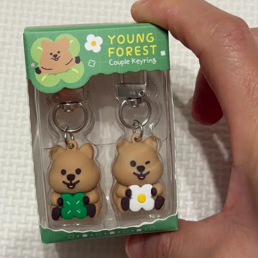 [BUNJANG] Young Forest Couple Keyring Lucky Hug Flower Character Figure Keyring / 영 포레스트 커플 키링 /럭키허그꽃카/피규어커플키링