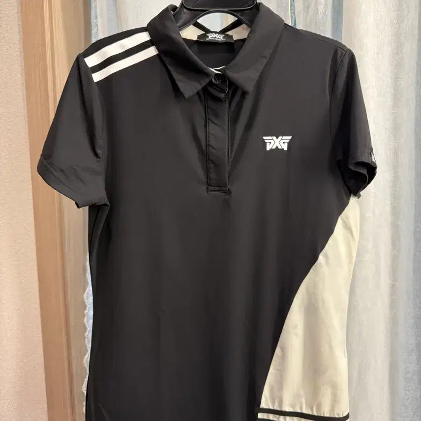 [BUNJANG] PXG Women's Golf Short Sleeve Polo Shirt - Black/White Color Block / PXG 골프웨어 반팔 카라티 블랙 화이트 배색