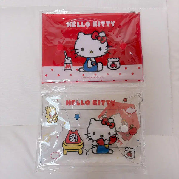 [BUNJANG] Hello Kitty Authentic PVC Pouch Set (2 Types) - Transparent & Red / 헬로키티 정품 PVC 파우치 2종 세트 새상품 투명 레드