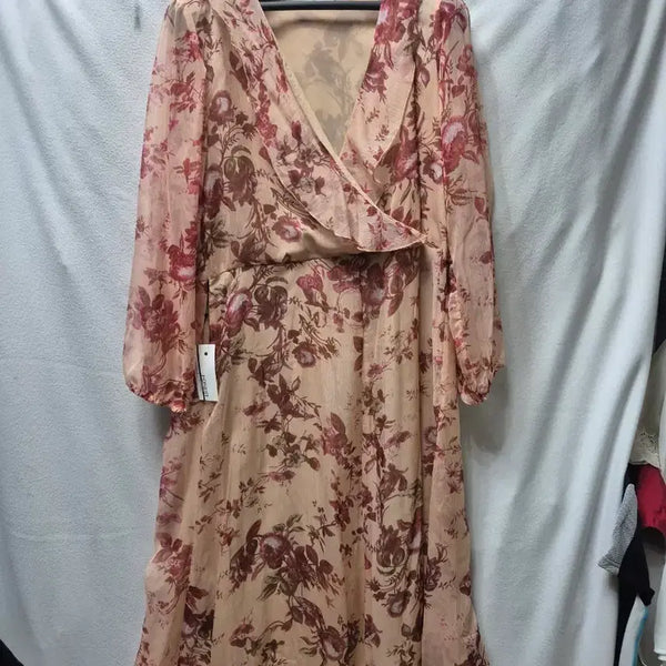 [BUNJANG] Floral Chiffon Wrap Dress - Size 88 / 새상품 플로럴 쉬폰 랩 원피스 88