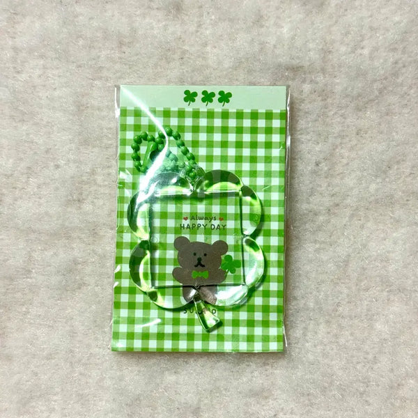 [BUNJANG] Four Leaf Clover Photo Transparent Photocard Acrylic Keyring (Sealed) / 미개봉 네잎클로버 사진 투명 포토 아크릴 키링