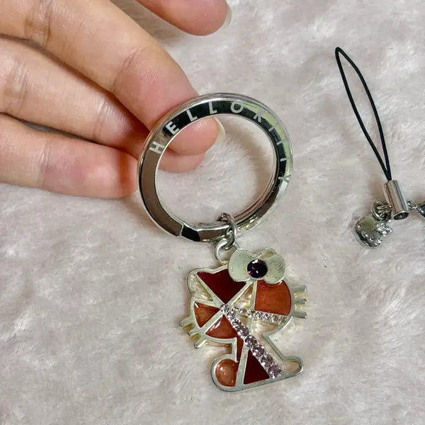 [BUNJANG] Vintage Hello Kitty Cubic Gal Keyring Charm / 고전 헬로키티 큐빅 갸루 키링 참 키티스트랩