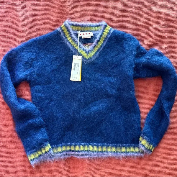 [BUNJANG] Marni Fuzzy Wool Knit Sweater Blue / 마르니 퍼지 울 니트 블루