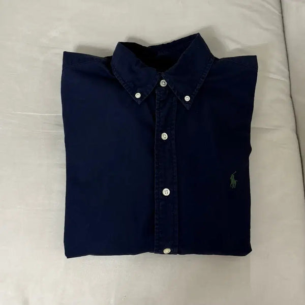 [BUNJANG] Polo Garment Dyed Shirt Navy & Green Pony (Outlet Authentic) / 폴로 가먼트다이 셔츠 (아울렛 정품)