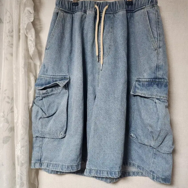 [BUNJANG] Denim Bermuda Shorts Cargo Pockets / 청바지 버뮤다  반바지