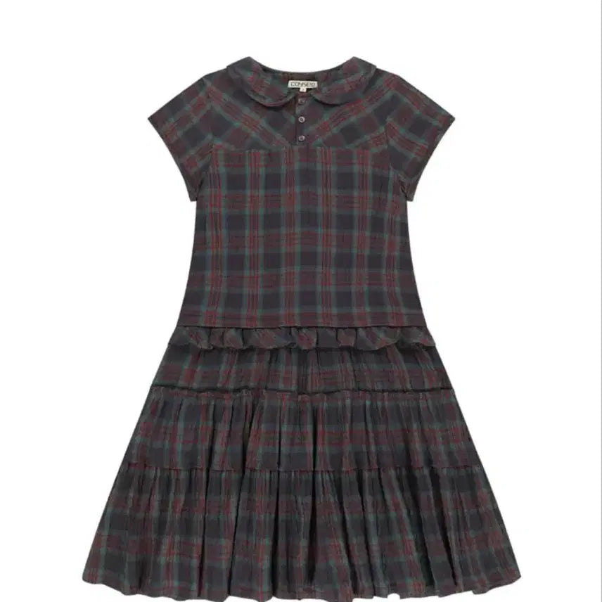 [BUNJANG] KOSEIO Row Edge Check One-Piece Dress Purple / 코이세이오 로우 엣지 체크 원피스 퍼플 1