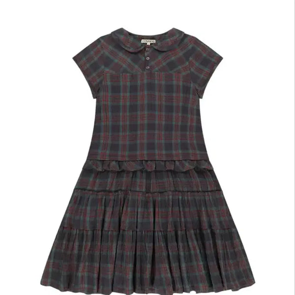 [BUNJANG] KOSEIO Row Edge Check One-Piece Dress Purple / 코이세이오 로우 엣지 체크 원피스 퍼플 1