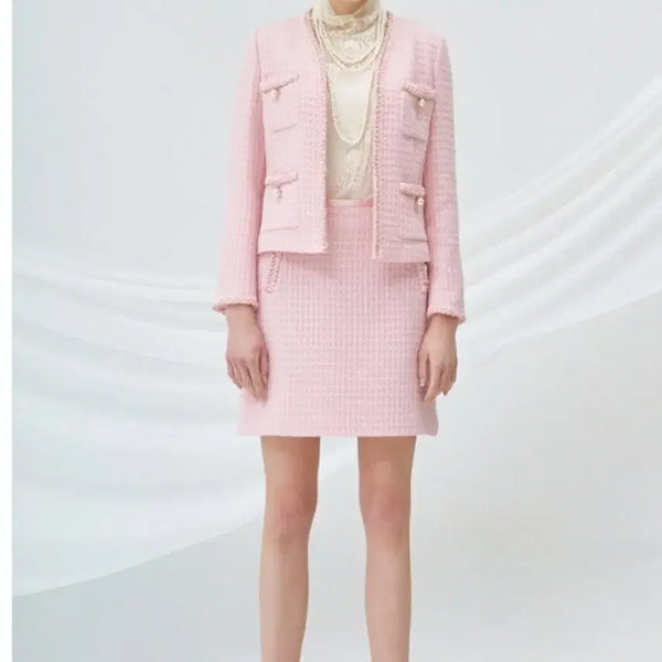 [BUNJANG] Lenivon Pink Tweed Set Up Size 54 / 레니본 핑크 트위드 셋업  54사이즈판매.