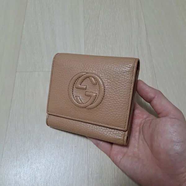[BUNJANG] Gucci Soho Tri-fold Flap Wallet Beige / [100%/정품] 구찌 소호 트리폴드 플랩 지갑 베이지