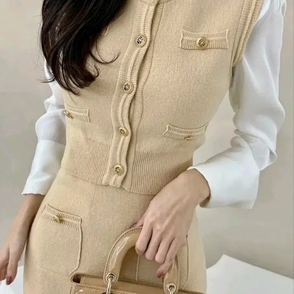 [BUNJANG] Ongnel Seokookie Knitted Skirt Set - White / 수입의류 나시투피스(175800)화이트 새상품 엉넬  서쿠키 스나계