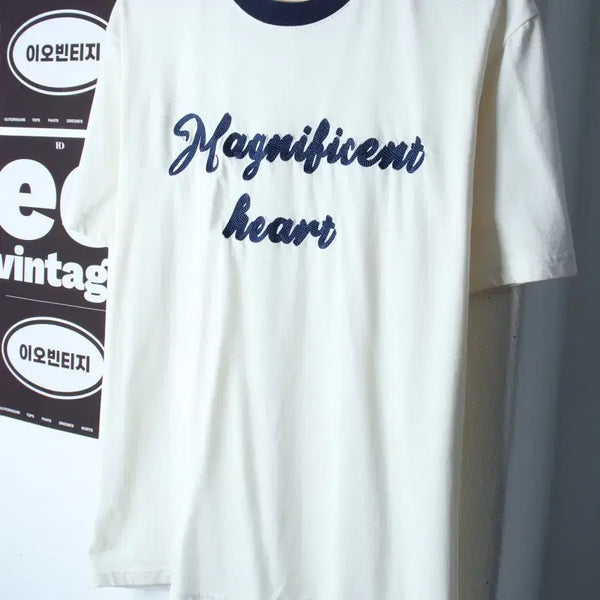 [BUNJANG] Drawfit Lettering Short Sleeve T-shirt Ivory / (M-L) 드로우핏 반팔 티셔츠 레터링 아이보리 놈코어-H35872