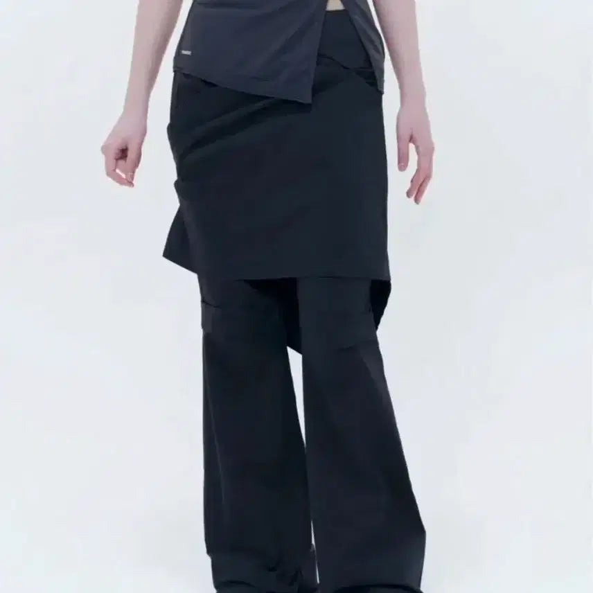 [BUNJANG] MICHAA Seoul Draped Chiton Midi Skirt Pants Set Black / 미세키서울 Draped chiton midi skirt pants SET Black