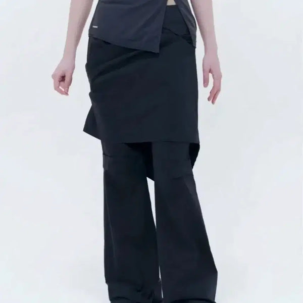 [BUNJANG] MICHAA Seoul Draped Chiton Midi Skirt Pants Set Black / 미세키서울 Draped chiton midi skirt pants SET Black