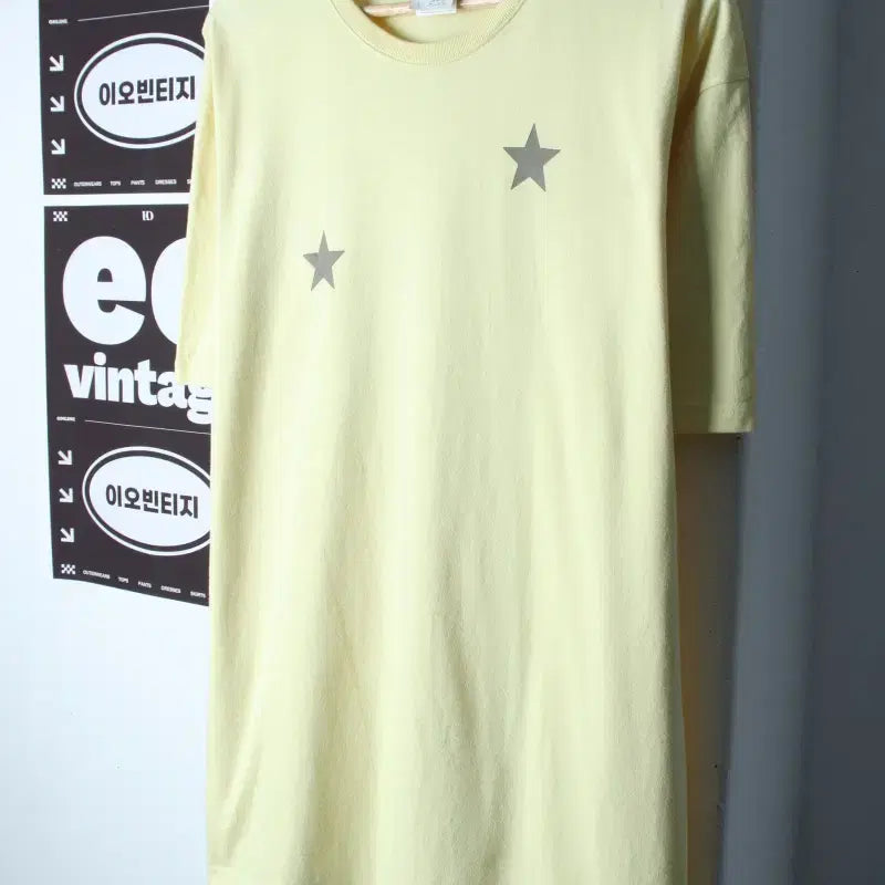 [BUNJANG] The Vinyl House Big Logo Short Sleeve T-Shirt Yellow / (L-XL) 더바이닐하우스 반팔 티셔츠 빅로고 스타 노랑-H35881