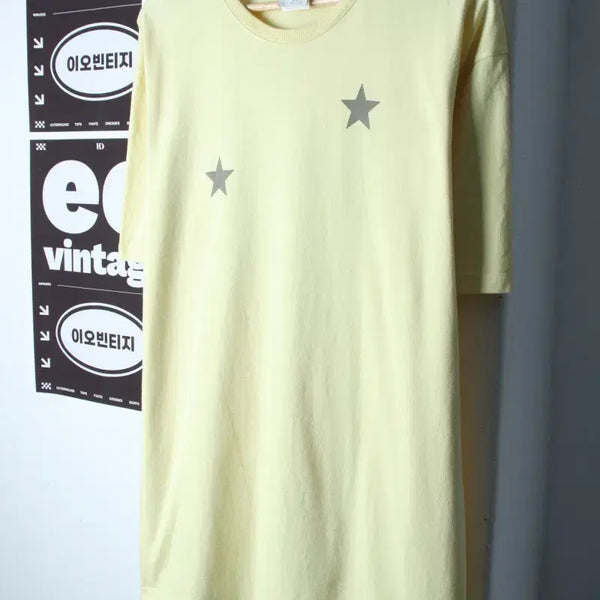 [BUNJANG] The Vinyl House Big Logo Short Sleeve T-Shirt Yellow / (L-XL) 더바이닐하우스 반팔 티셔츠 빅로고 스타 노랑-H35881