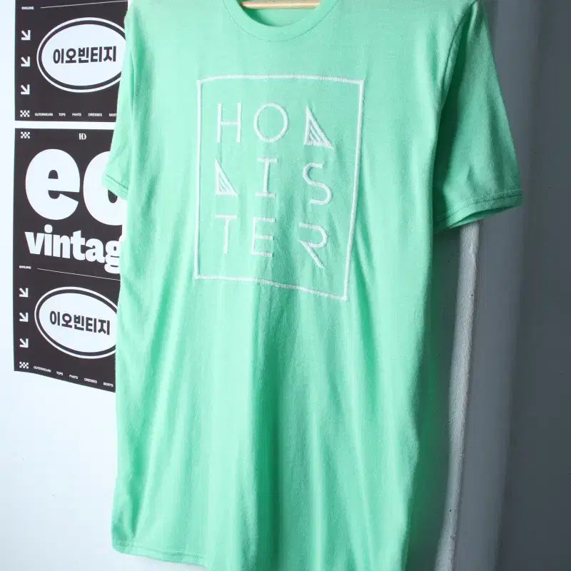 [BUNJANG] Hollister Y2K Big Logo T-Shirt (Mint Green) / (M-L) 홀리스터 반팔 티셔츠 Y2K 빅로고 연그린 올드스쿨-H35896
