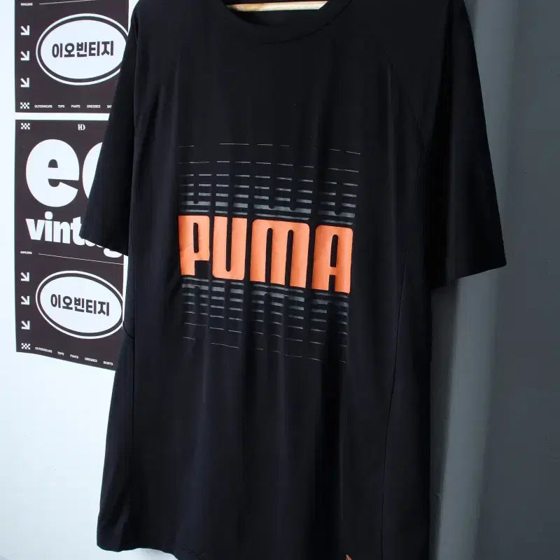 [BUNJANG] Puma Big Logo Performance Short Sleeve T-Shirt Black XL-2XL / (XL-2XL) 퓨마 반팔 티셔츠 기능성 빅로고 블랙 운동-H35897