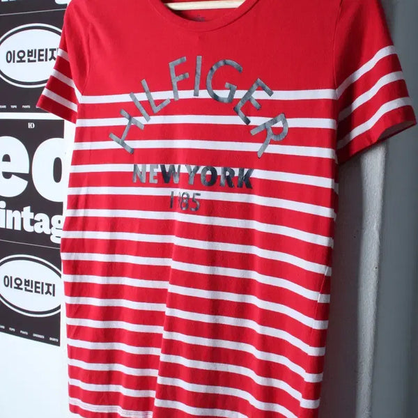 [BUNJANG] Tommy Hilfiger Y2K Striped Short Sleeve T-Shirt / W(S-M) 타미힐피거 반팔 티셔츠 Y2K 스트라이프 레드-H35898