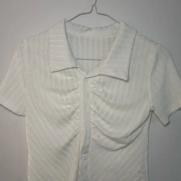 [BUNJANG] White Sheer Blouse / 흰색블라우스
