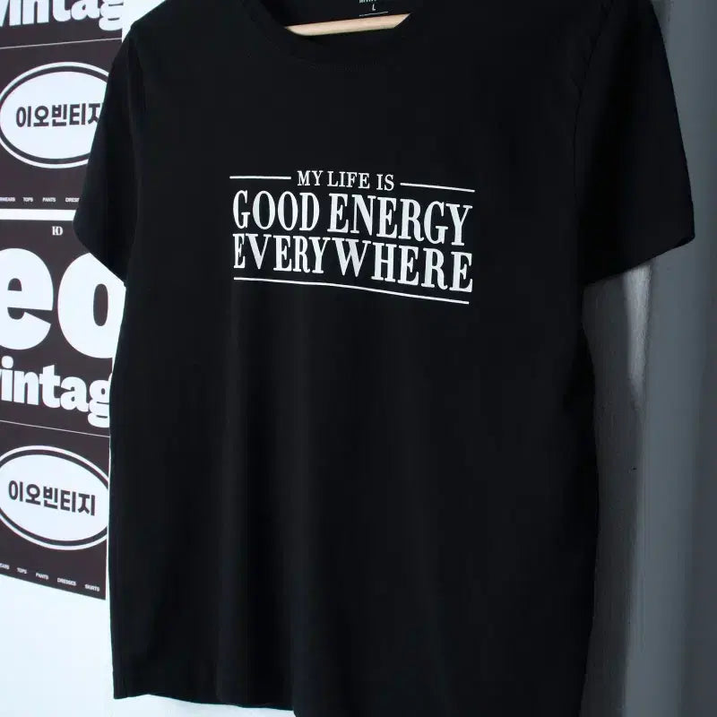 [BUNJANG] Giordano Big Logo Cropped T-Shirt Black / W(L) 지오다노 반팔 티셔츠 빅로고 크롭 블랙 놈코어-H35904