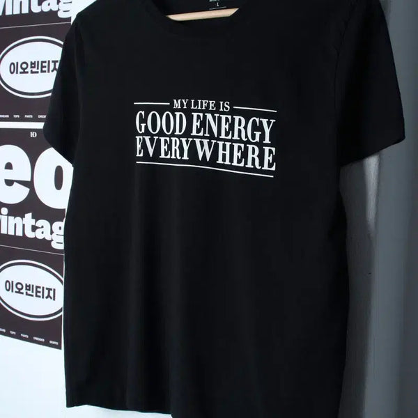 [BUNJANG] Giordano Big Logo Cropped T-Shirt Black / W(L) 지오다노 반팔 티셔츠 빅로고 크롭 블랙 놈코어-H35904
