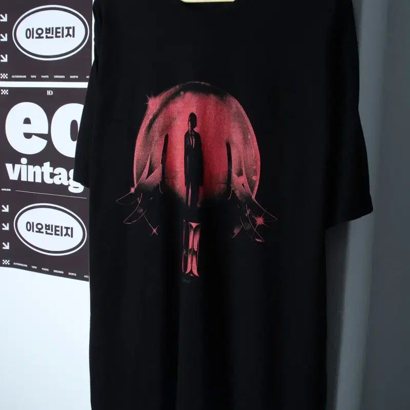 [BUNJANG] Dominant Vintage Printing Short-Sleeve T-Shirt Black XL-2XL / (XL-2XL) 도미넌트 반팔 티셔츠 빈티지프린팅 블랙 스트릿-H35908