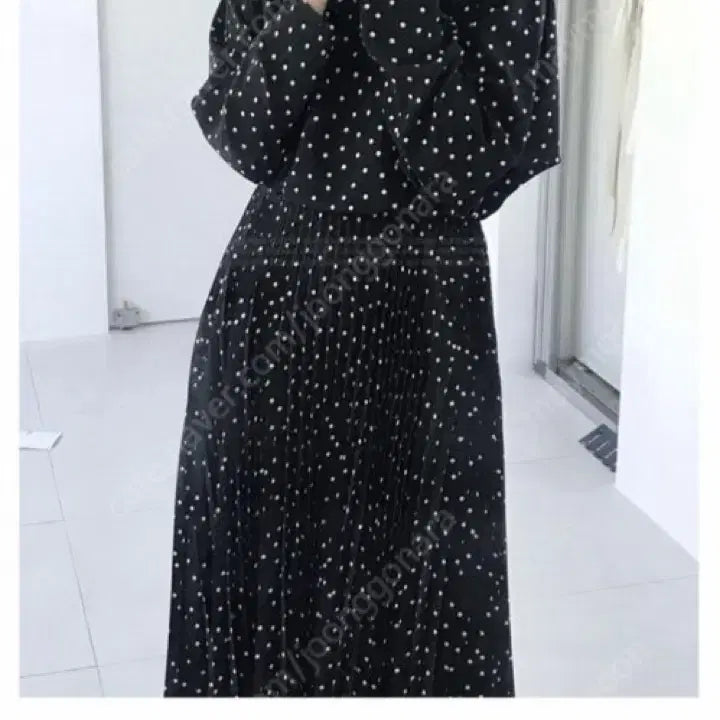 [BUNJANG] EUNOIA Dot Pleated Long Dress / EUNOIA 도트 플리츠 원피스