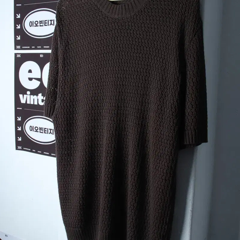 [BUNJANG] 8seconds Brown Sheer Knit Short-Sleeve T-Shirt (M-XL) / (M-XL) 에잇세컨즈 반팔 티셔츠 니트 시스루 브라운 놈코어-H35910