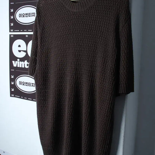 [BUNJANG] 8seconds Brown Sheer Knit Short-Sleeve T-Shirt (M-XL) / (M-XL) 에잇세컨즈 반팔 티셔츠 니트 시스루 브라운 놈코어-H35910