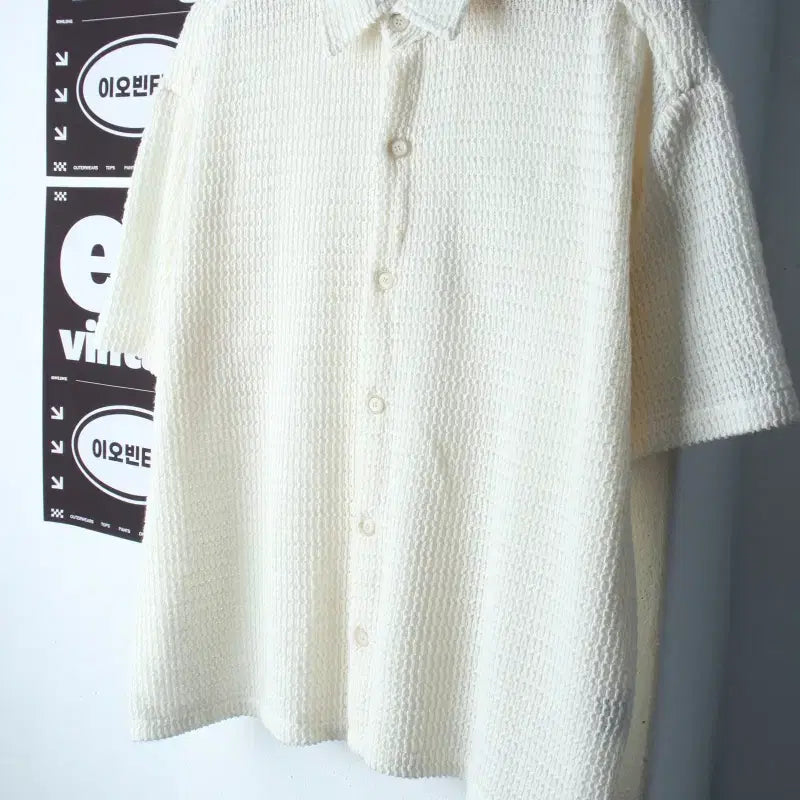 [BUNJANG] Deep House Short Sleeve Collar T-shirt Knit Cardigan See-through / (F) 디프하우스 반팔 카라 티셔츠 니트가디건 시스루-H35914
