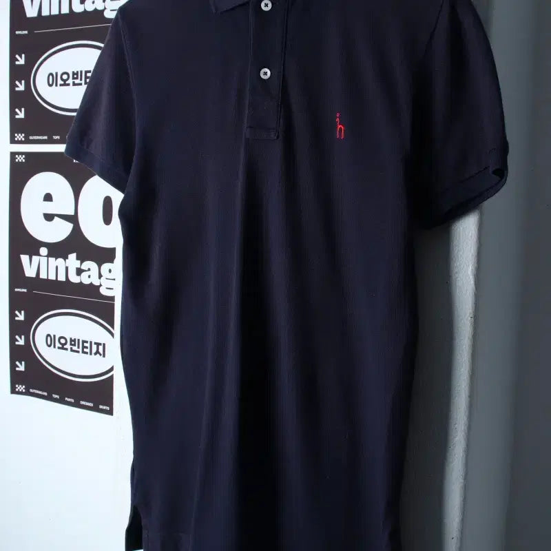 [BUNJANG] Hazzys Men's Small Logo Short-Sleeve Polo T-Shirt Navy / (M) 헤지스 반팔 카라 티셔츠 스몰로고 네이비 올드스쿨-H35931