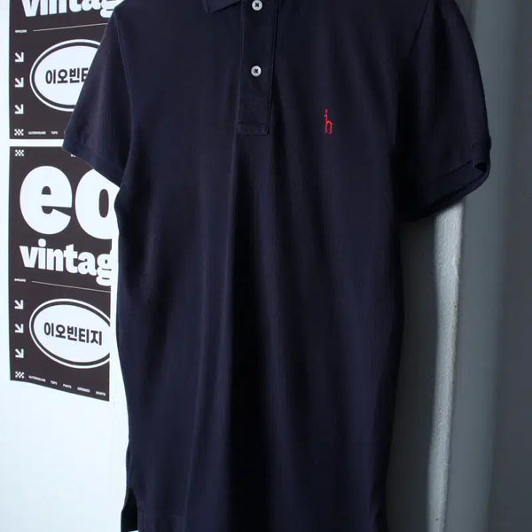 [BUNJANG] Hazzys Men's Small Logo Short-Sleeve Polo T-Shirt Navy / (M) 헤지스 반팔 카라 티셔츠 스몰로고 네이비 올드스쿨-H35931