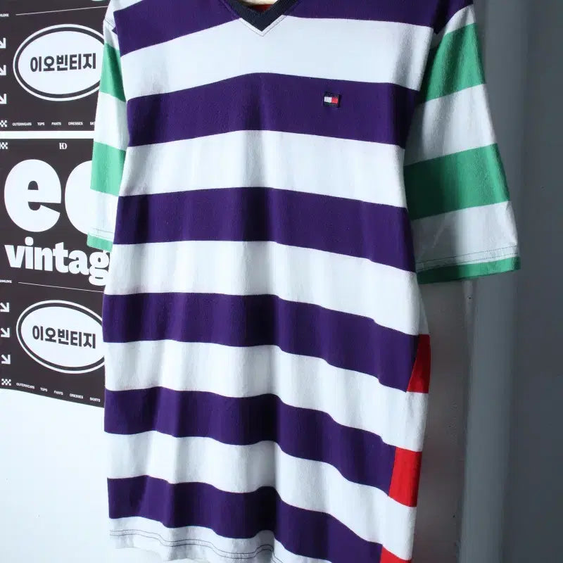 [BUNJANG] Tommy Hilfiger 90s Stripe Short Sleeve Polo Shirt XL / (XL) 타미힐피거 반팔 카라 티셔츠 90S년대 스트라이프-H35932