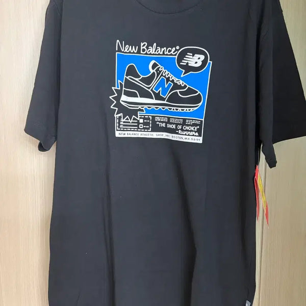 [BUNJANG] New Balance Black Graphic T-Shirt - Size M / 뉴발란스 블랙 그래픽 반팔티 95 M