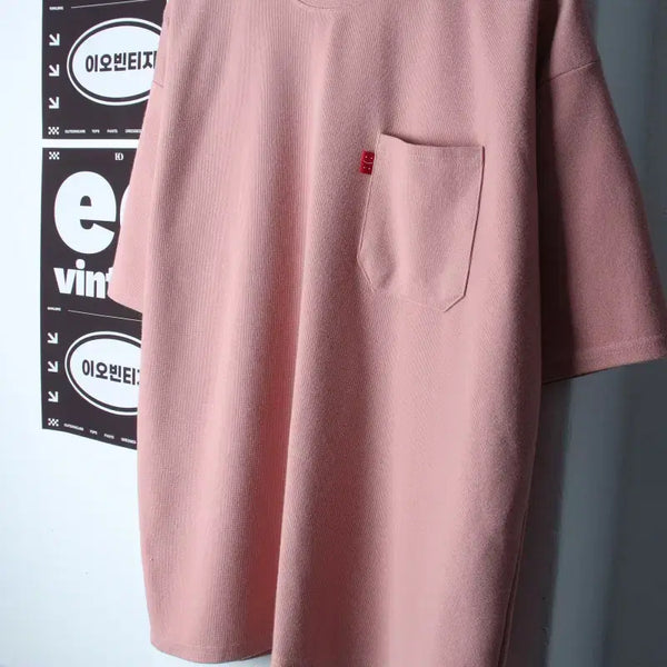 [BUNJANG] Fundamentalist Pocket Short Sleeve T-Shirt Pink / (F) 펀다멘탈리스트 반팔 티셔츠 포켓 연핑크 딸기우유-H35949