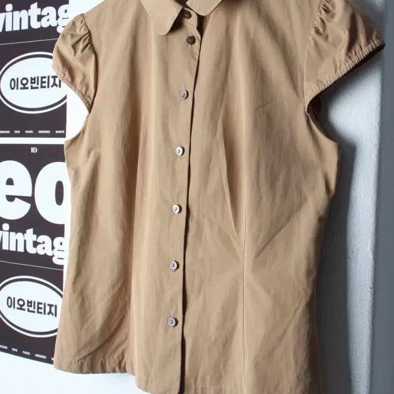 [BUNJANG] MICHAA Short Sleeve Collar T-Shirt Brown / W(S-M) 잇미샤 반팔 카라 티셔츠 셔츠 남방 브라운-H35953