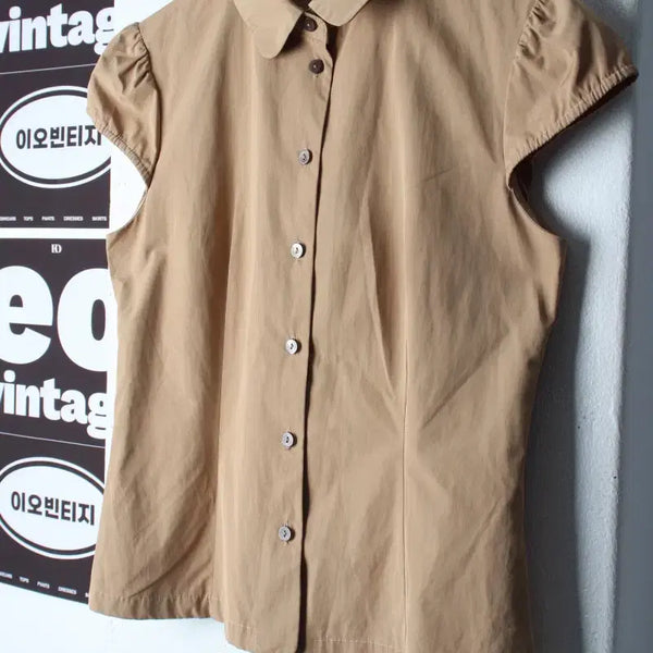 [BUNJANG] MICHAA Short Sleeve Collar T-Shirt Brown / W(S-M) 잇미샤 반팔 카라 티셔츠 셔츠 남방 브라운-H35953