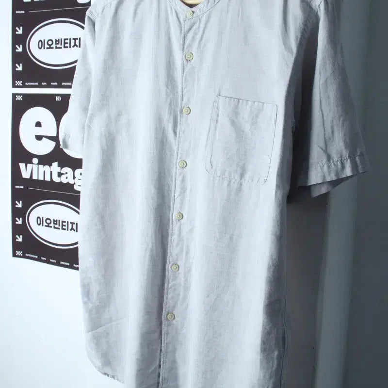 [BUNJANG] Uniqlo Short Sleeve Collar T-shirt Linen China Neck / (L) 유니클로 반팔 카라 티셔츠 셔츠 남방 차이나넥 린넨 마-H35955