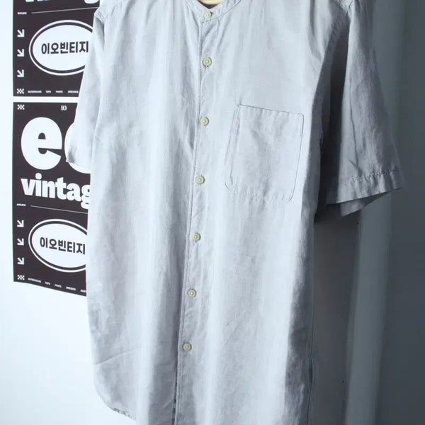 [BUNJANG] Uniqlo Short Sleeve Collar T-shirt Linen China Neck / (L) 유니클로 반팔 카라 티셔츠 셔츠 남방 차이나넥 린넨 마-H35955