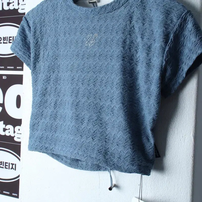 [BUNJANG] UNFASHIONABLE Ugly Shadow Half Sleeve T-shirt Y2K Crop Beaded / W(S) 어글리쉐도우 반팔 티셔츠 새상품 Y2K 크롭 비즈-H35961