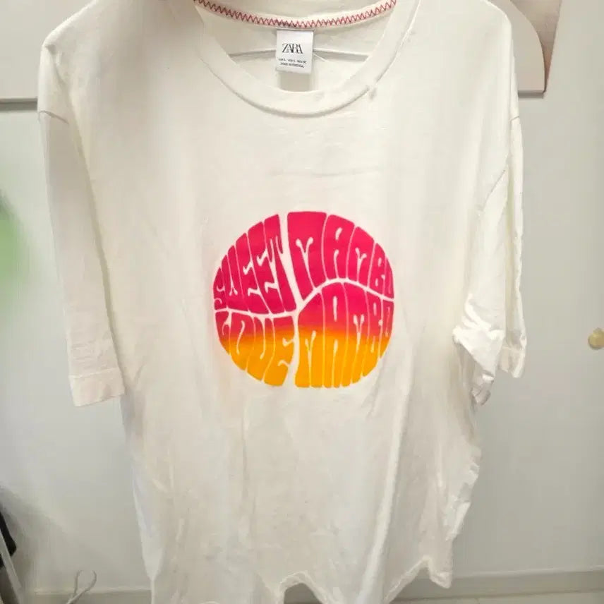 [BUNJANG] Zara Graphic Short Sleeve T-Shirt White / 자라 그래픽 반팔 티셔츠 화이트